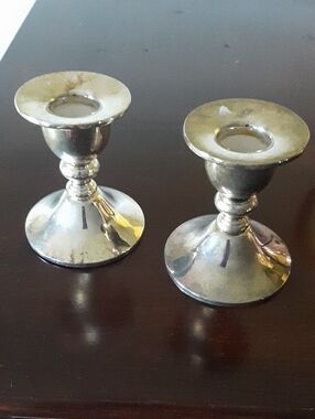 Classic Silver Plated Metal Candlestick Pair - Home Accents